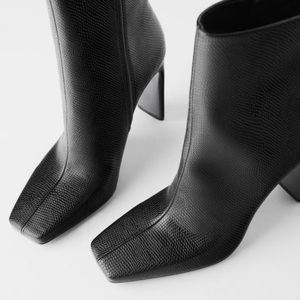 Zara Women Animal print high heel ankle boots